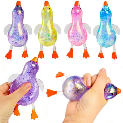 Glitter Duck Squishy Stress Relief Toy | TPR Material | Random Color | Soft Squeeze Fidget Toy for Anxiety Relief | Portable Glitter Duck Squishy Stress Relief Toy | TPR Material | Random Color | Soft Squeeze Fidget Toy for Anxiety Relief | Portable