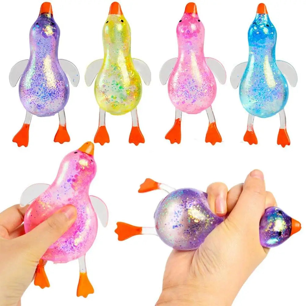 Glitter Duck Squishy Stress Relief Toy | TPR Material | Random Color | Soft Squeeze Fidget Toy for Anxiety Relief | Portable Glitter Duck Squishy Stress Relief Toy | TPR Material | Random Color | Soft Squeeze Fidget Toy for Anxiety Relief | Portable