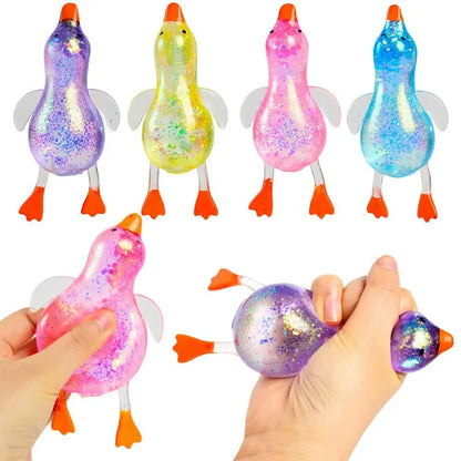 Glitter Duck Squishy Stress Relief Toy | TPR Material | Random Color | Soft Squeeze Fidget Toy for Anxiety Relief | Portable Glitter Duck Squishy Stress Relief Toy | TPR Material | Random Color | Soft Squeeze Fidget Toy for Anxiety Relief | Portable