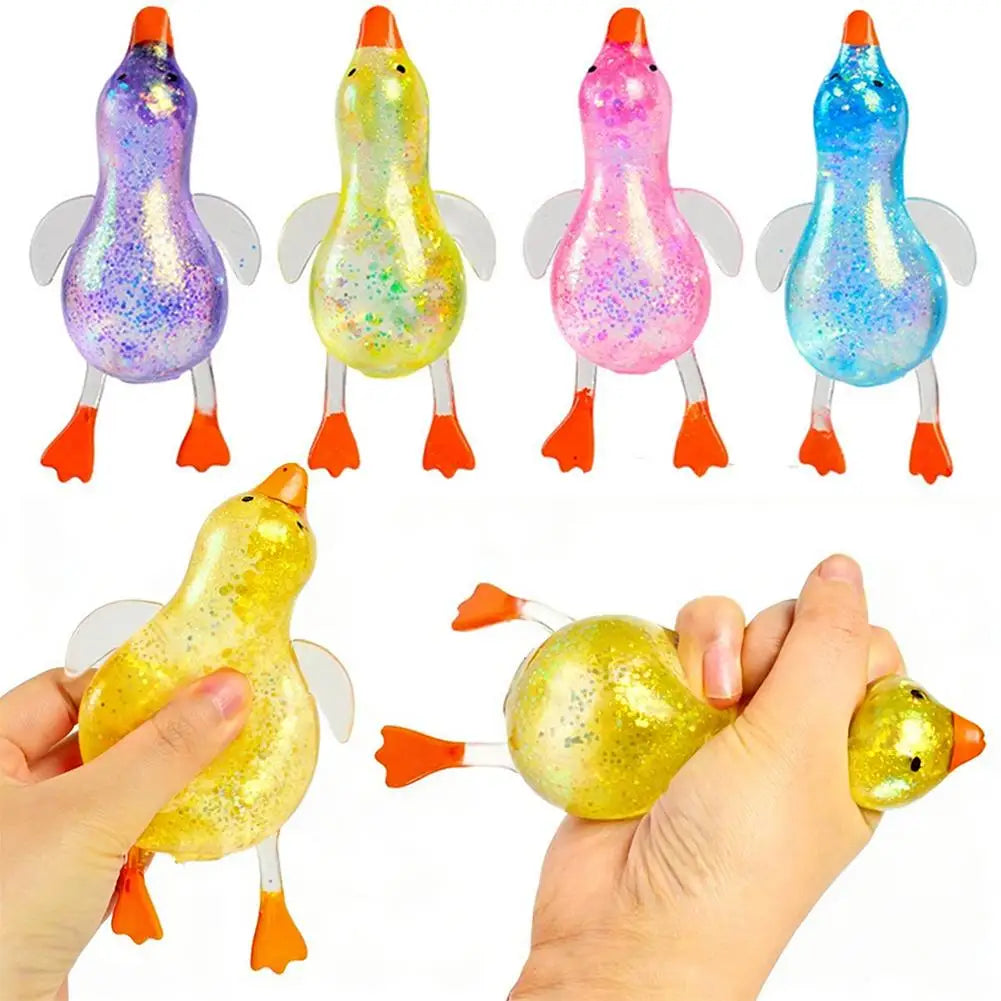 Glitter Duck Squishy Stress Relief Toy | TPR Material | Random Color | Soft Squeeze Fidget Toy for Anxiety Relief | Portable Glitter Duck Squishy Stress Relief Toy | TPR Material | Random Color | Soft Squeeze Fidget Toy for Anxiety Relief | Portable