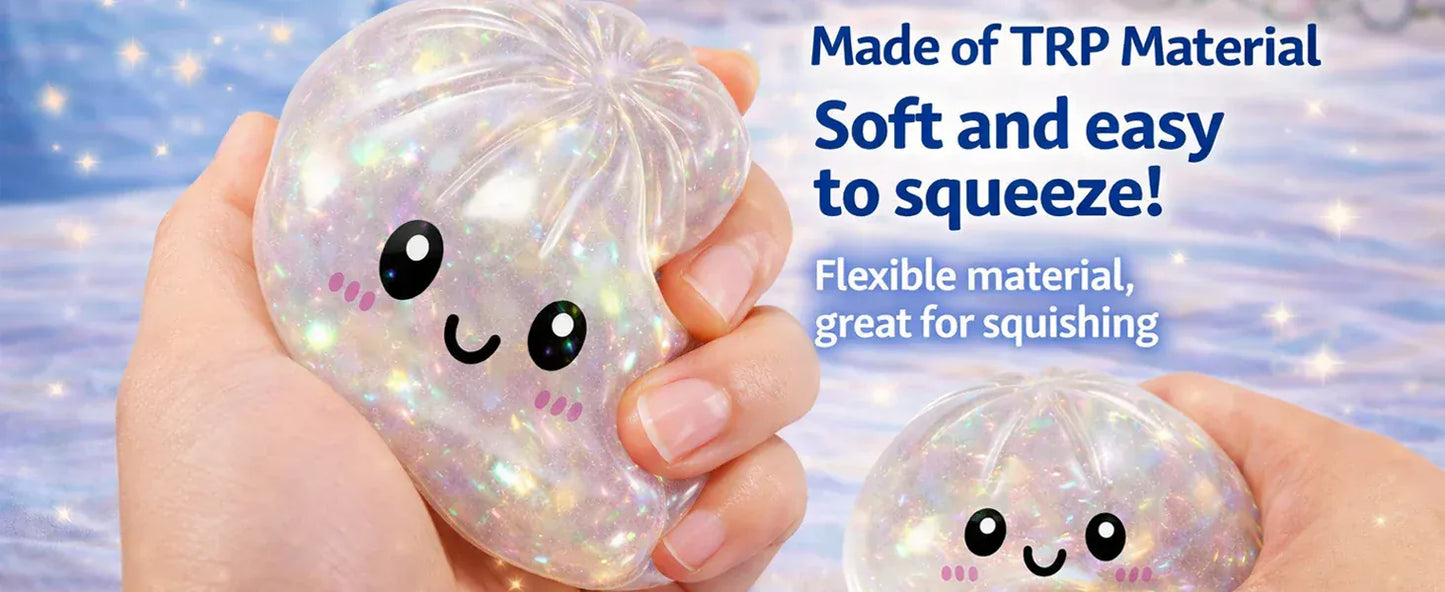 Glitter Dumpling Squishy Toy | Stress Relief Sensory Squeeze with Gift Box Glitter Dumpling Squishy with Box – Sensory Squeeze Toy for Stress Relief