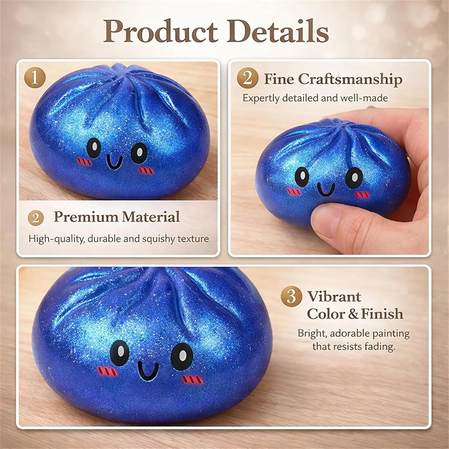 Glitter Dumpling Squishy Toy | Stress Relief Sensory Squeeze with Gift Box Glitter Dumpling Squishy with Box – Sensory Squeeze Toy for Stress Relief