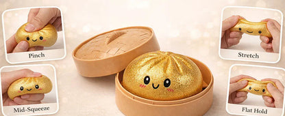 Glitter Dumpling Squishy Toy | Stress Relief Sensory Squeeze with Gift Box Glitter Dumpling Squishy with Box – Sensory Squeeze Toy for Stress Relief