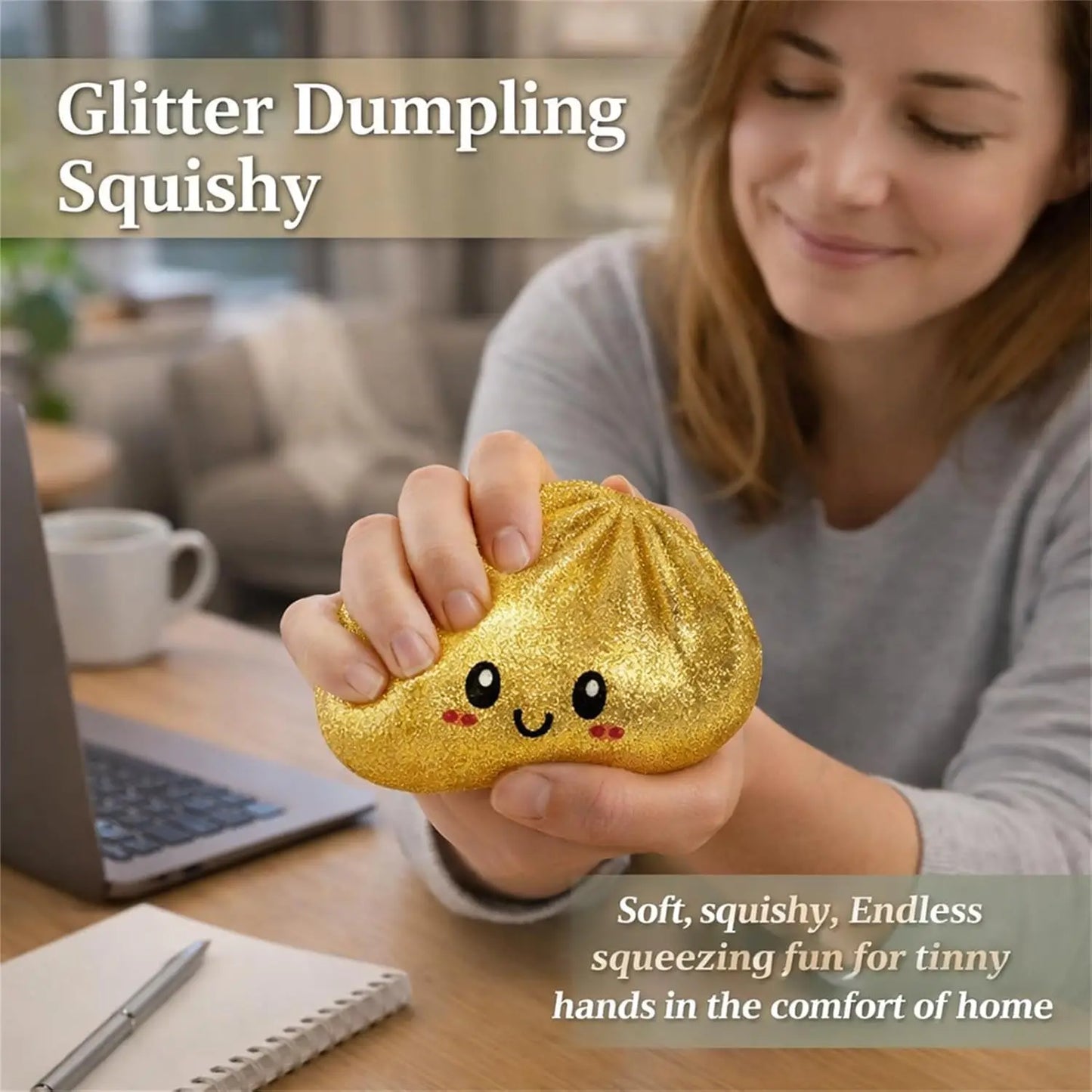 Glitter Dumpling Squishy Toy | Stress Relief Sensory Squeeze with Gift Box Glitter Dumpling Squishy with Box – Sensory Squeeze Toy for Stress Relief