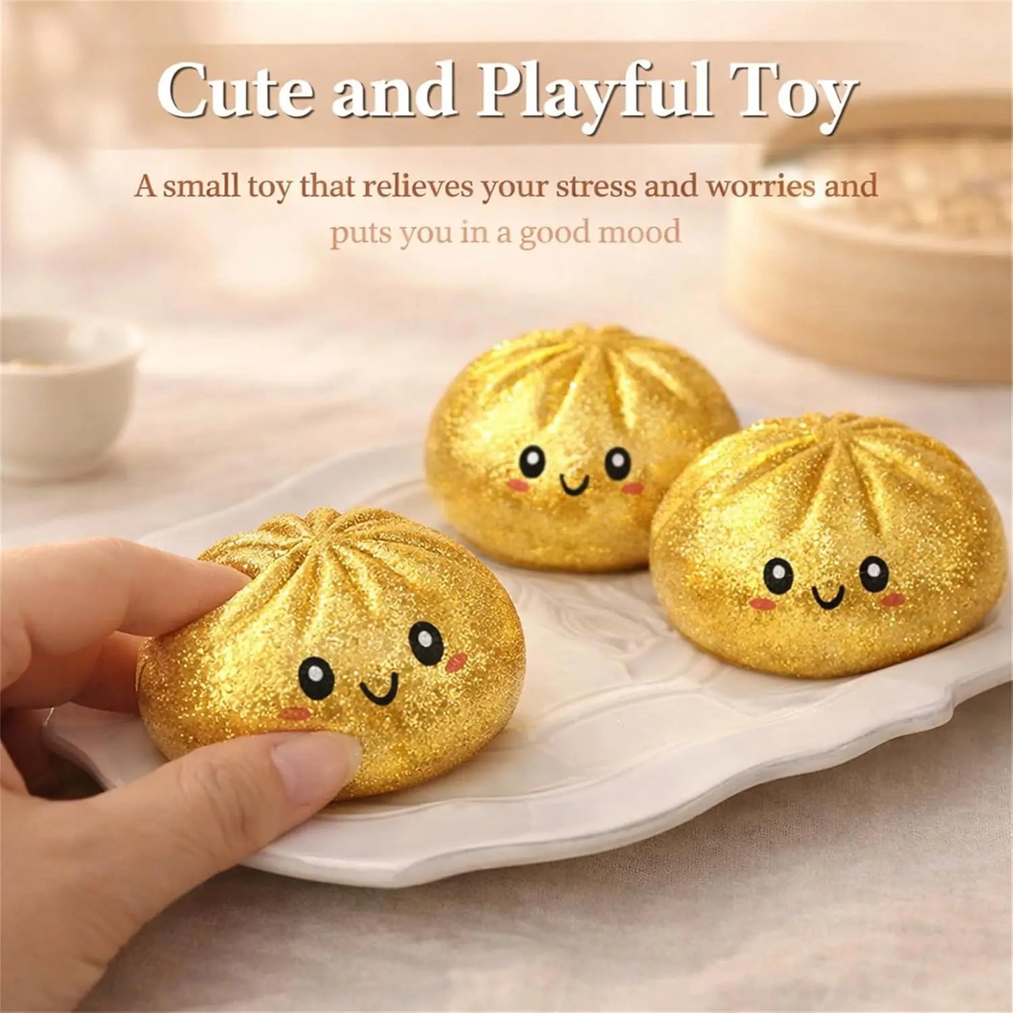 Glitter Dumpling Squishy Toy | Stress Relief Sensory Squeeze with Gift Box Glitter Dumpling Squishy with Box – Sensory Squeeze Toy for Stress Relief