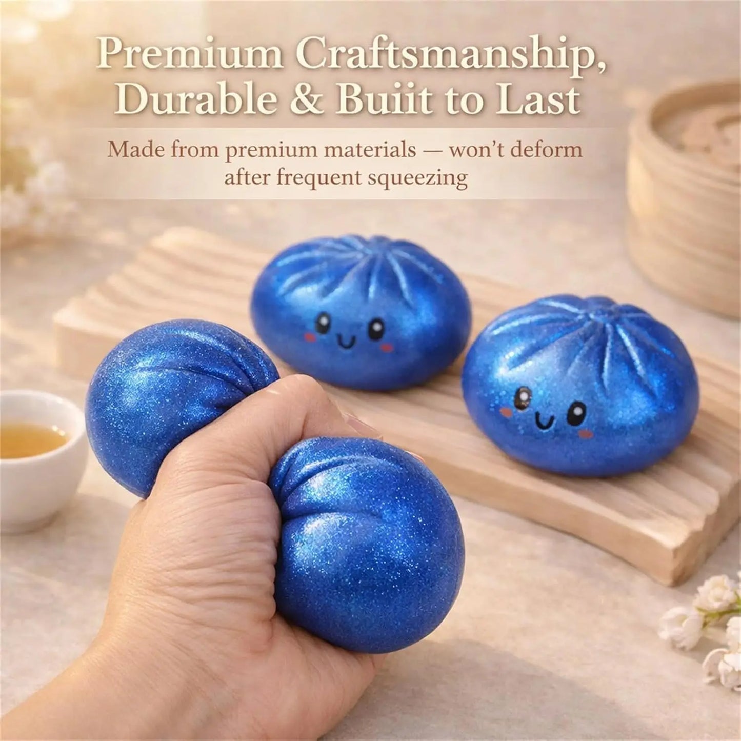 Glitter Dumpling Squishy Toy | Stress Relief Sensory Squeeze with Gift Box Glitter Dumpling Squishy with Box – Sensory Squeeze Toy for Stress Relief