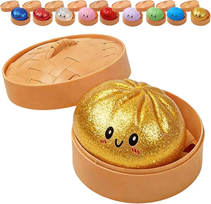 Glitter Dumpling Squishy Toy | Stress Relief Sensory Squeeze with Gift Box Glitter Dumpling Squishy with Box – Sensory Squeeze Toy for Stress Relief