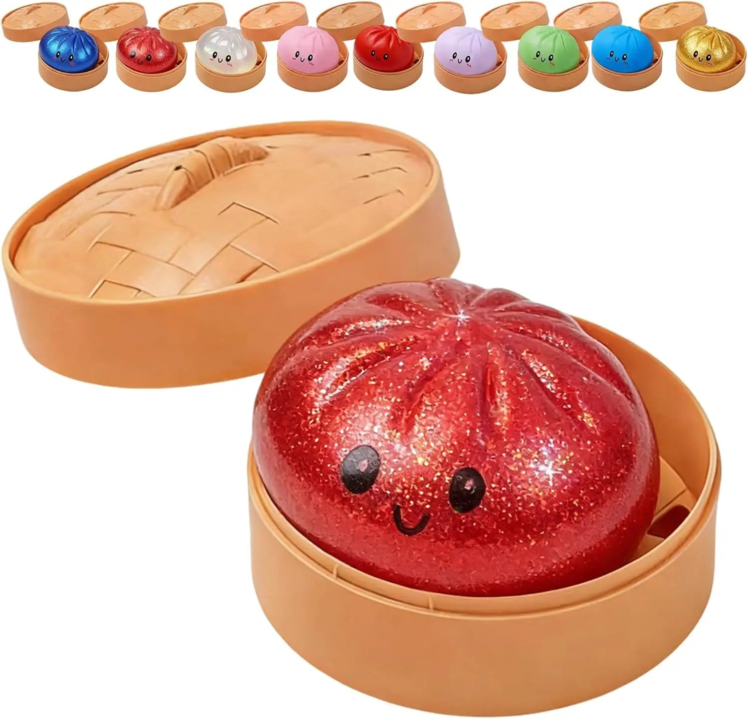 Glitter Dumpling Squishy Toy | Stress Relief Sensory Squeeze with Gift Box Glitter Dumpling Squishy with Box – Sensory Squeeze Toy for Stress Relief