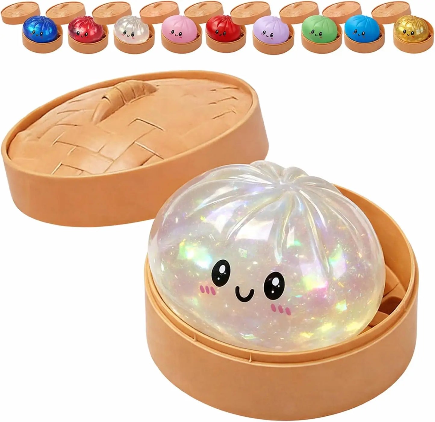 Glitter Dumpling Squishy Toy | Stress Relief Sensory Squeeze with Gift Box Glitter Dumpling Squishy with Box – Sensory Squeeze Toy for Stress Relief
