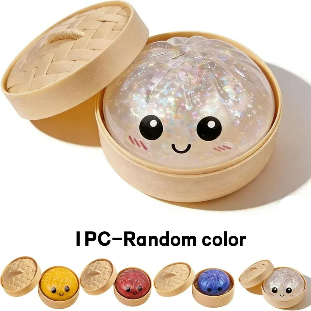 Glitter Dumpling Squishy with Steamer Box | Stress Relief Desk Toy Glitter Dumpling Squishy with Steamer Box – Stress Relief Desk Toy