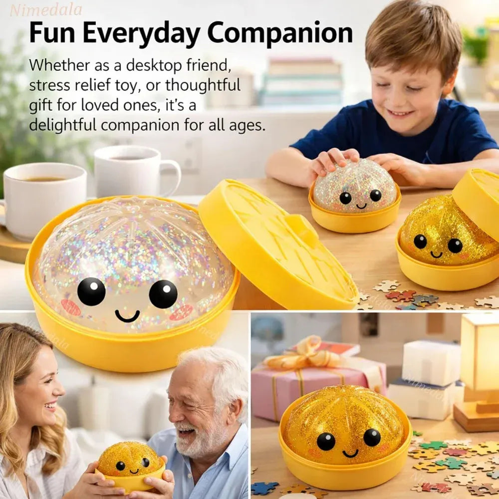 Glitter Dumpling Squishy with Steamer Box | Stress Relief Desk Toy Glitter Dumpling Squishy with Steamer Box – Stress Relief Desk Toy