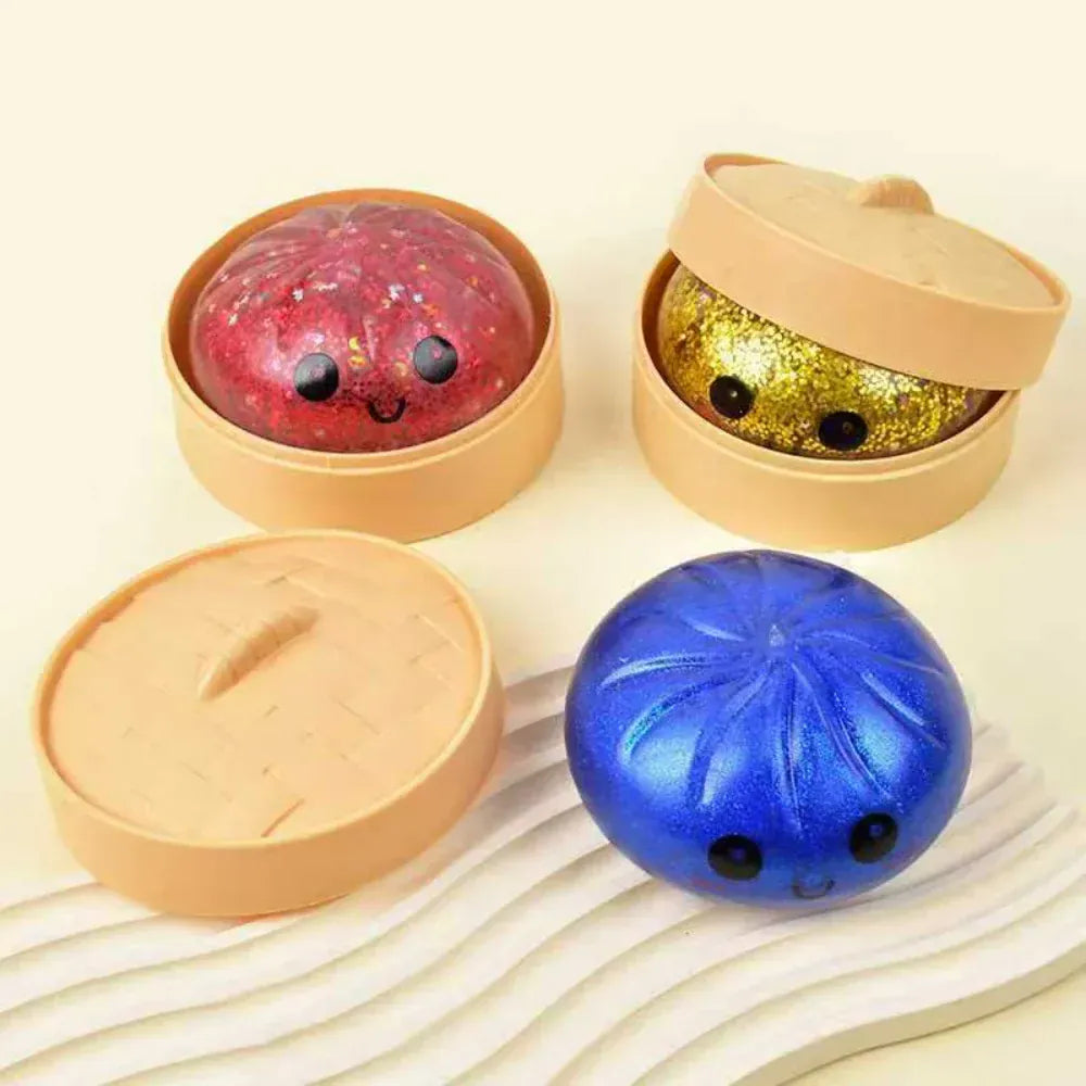 Glitter Dumpling Squishy with Steamer Box | Stress Relief Desk Toy Glitter Dumpling Squishy with Steamer Box – Stress Relief Desk Toy