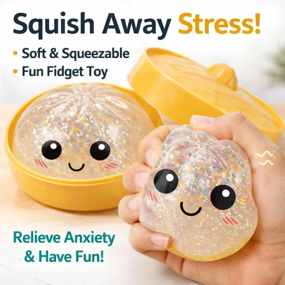 Glitter Dumpling Squishy with Steamer Box | Stress Relief Desk Toy Glitter Dumpling Squishy with Steamer Box – Stress Relief Desk Toy