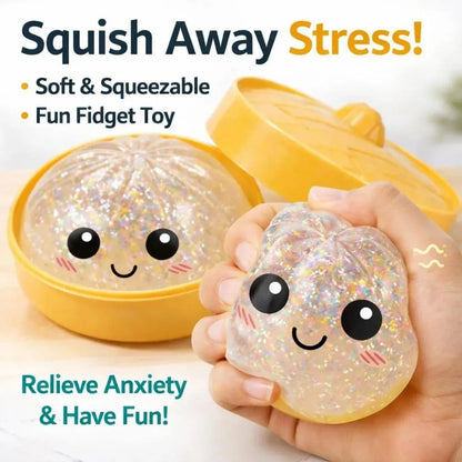 Glitter Dumpling Squishy with Steamer Box | Stress Relief Desk Toy Glitter Dumpling Squishy with Steamer Box – Stress Relief Desk Toy