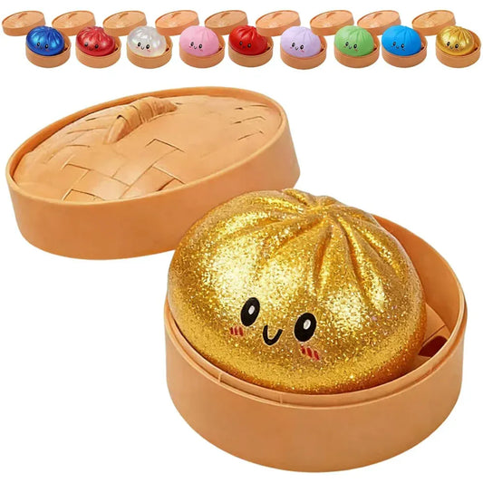 Glitter Dumpling Squishy with Steamer Box | Stress Relief Desk Toy Glitter Dumpling Squishy with Steamer Box – Stress Relief Desk Toy