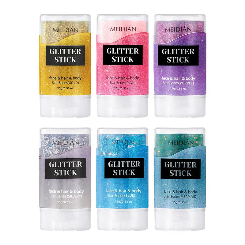 Glitter Gel Stick – Waterproof Face Body & Hair Sparkle for Festivals | Wahooly Glitter Gel Stick – Waterproof Face, Body & Hair Sparkle for Festivals, Halloween & Parties | 6 Colors