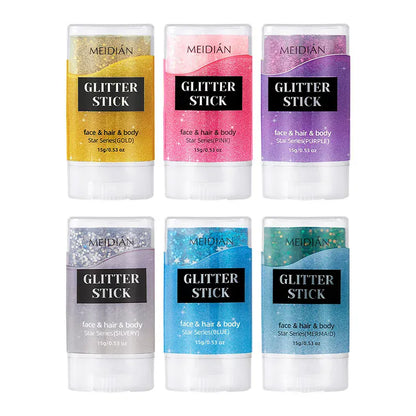 Glitter Gel Stick – Waterproof Face Body & Hair Sparkle for Festivals | Wahooly Glitter Gel Stick – Waterproof Face, Body & Hair Sparkle for Festivals, Halloween & Parties | 6 Colors