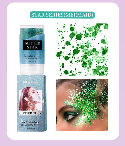 Glitter Gel Stick – Waterproof Face Body & Hair Sparkle for Festivals | Wahooly Glitter Gel Stick – Waterproof Face, Body & Hair Sparkle for Festivals, Halloween & Parties | 6 Colors