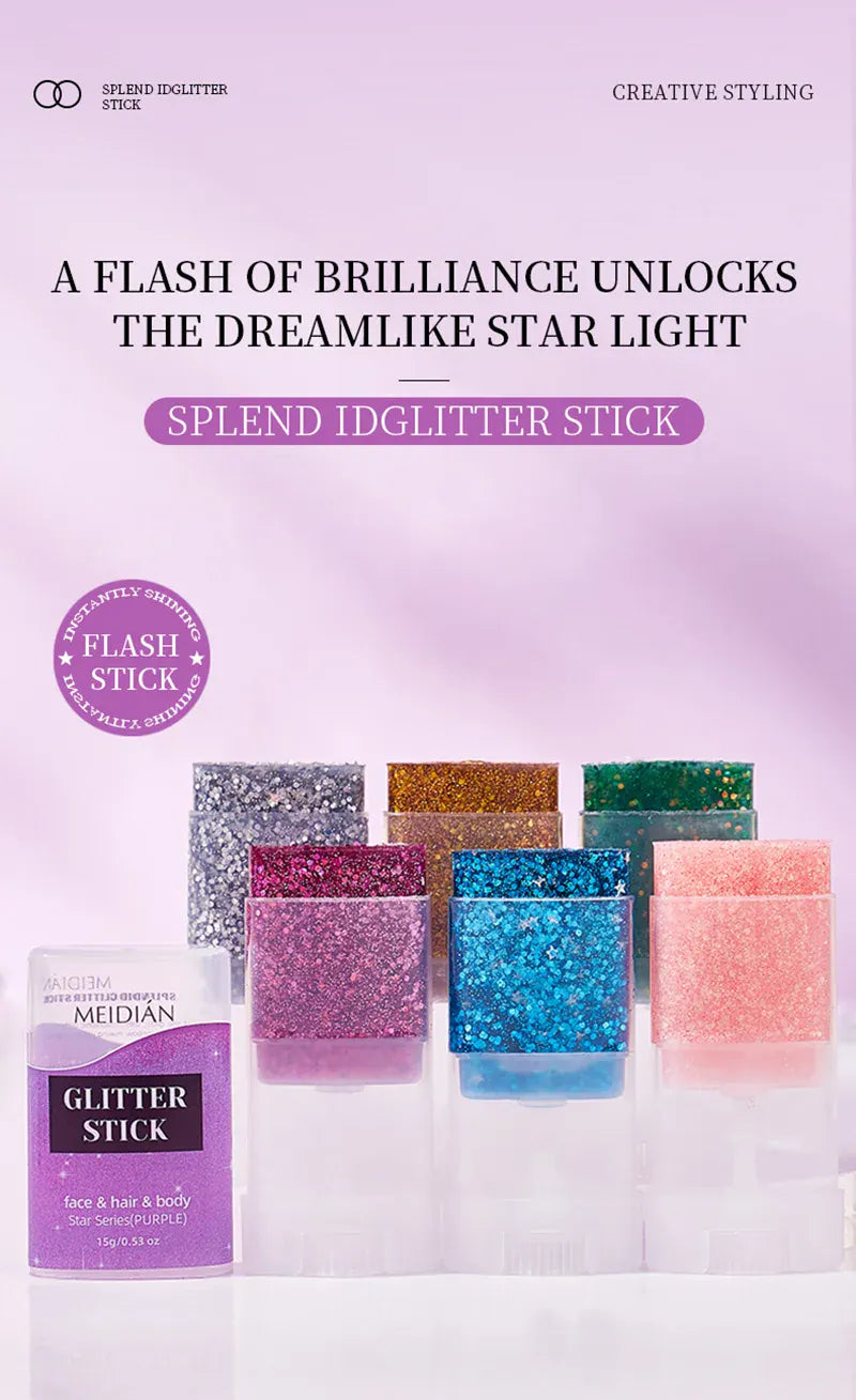 Glitter Gel Stick – Waterproof Face Body & Hair Sparkle for Festivals | Wahooly Glitter Gel Stick – Waterproof Face, Body & Hair Sparkle for Festivals, Halloween & Parties | 6 Colors