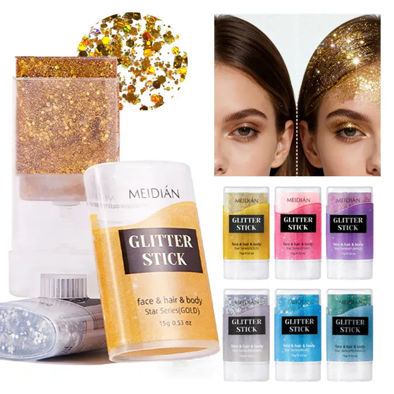 Glitter Gel Stick – Waterproof Face Body & Hair Sparkle for Festivals | Wahooly Glitter Gel Stick – Waterproof Face, Body & Hair Sparkle for Festivals, Halloween & Parties | 6 Colors