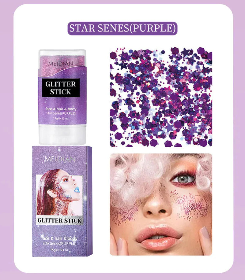 Glitter Gel Stick – Waterproof Face Body & Hair Sparkle for Festivals | Wahooly Glitter Gel Stick – Waterproof Face, Body & Hair Sparkle for Festivals, Halloween & Parties | 6 Colors