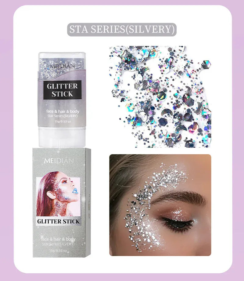 Glitter Gel Stick – Waterproof Face Body & Hair Sparkle for Festivals | Wahooly Glitter Gel Stick – Waterproof Face, Body & Hair Sparkle for Festivals, Halloween & Parties | 6 Colors