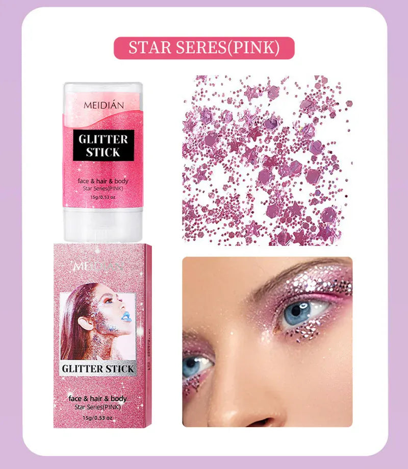 Glitter Gel Stick – Waterproof Face Body & Hair Sparkle for Festivals | Wahooly Glitter Gel Stick – Waterproof Face, Body & Hair Sparkle for Festivals, Halloween & Parties | 6 Colors