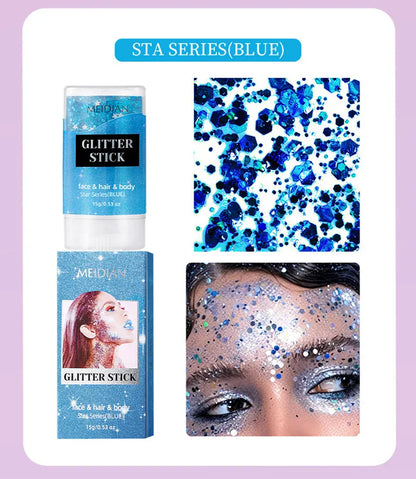 Glitter Gel Stick – Waterproof Face Body & Hair Sparkle for Festivals | Wahooly Glitter Gel Stick – Waterproof Face, Body & Hair Sparkle for Festivals, Halloween & Parties | 6 Colors
