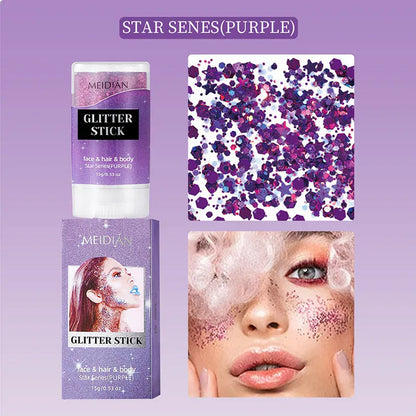 Glitter Gel Stick – Waterproof Face Body & Hair Sparkle for Festivals | Wahooly Glitter Gel Stick – Waterproof Face, Body & Hair Sparkle for Festivals, Halloween & Parties | 6 Colors
