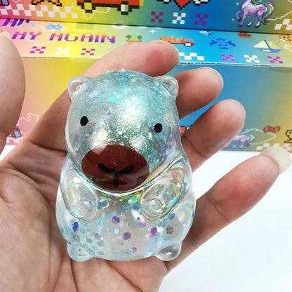 Glitter Gummy Bear Squishy Toy – Slow Rising Stress Relief Fidget | Wahooly Glitter Gummy Bear Squishy Toy – Slow Rising Squeeze Fidget for Stress & Anxiety Relief | 4 Colors