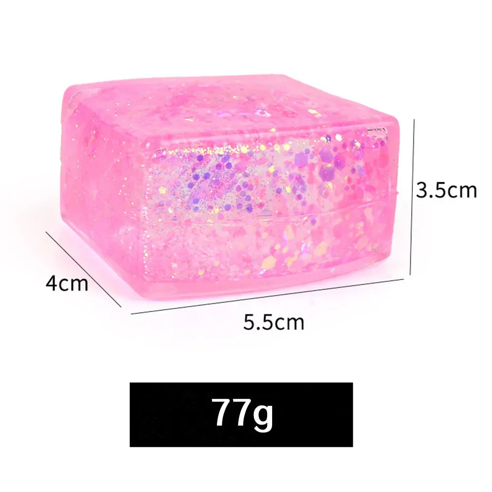 Glitter Ice Cube Squeeze Toy - Sensory Stress Relief Ball Glitter Ice Cube Squeeze Toy - Colorful Sensory Stress Relief Ball for Kids & Adults