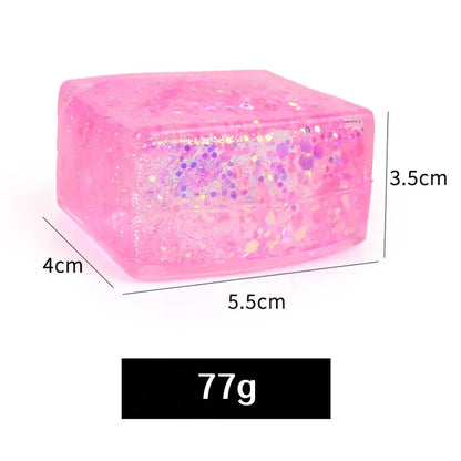 Glitter Ice Cube Squeeze Toy - Sensory Stress Relief Ball Glitter Ice Cube Squeeze Toy - Colorful Sensory Stress Relief Ball for Kids & Adults