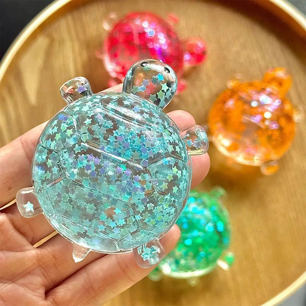 Glitter Star Turtle Squishy Fidget Toy | Squeeze Stress Relief for Kids & Adults Glitter Star Turtle Squishy Fidget Toy — Transparent Squeeze Stress Relief for Kids & Adults