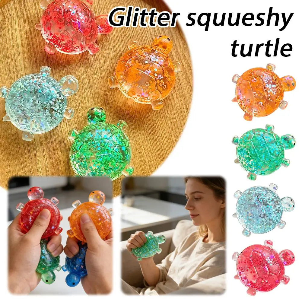 Glitter Star Turtle Squishy Fidget Toy | Squeeze Stress Relief for Kids & Adults Glitter Star Turtle Squishy Fidget Toy — Transparent Squeeze Stress Relief for Kids & Adults