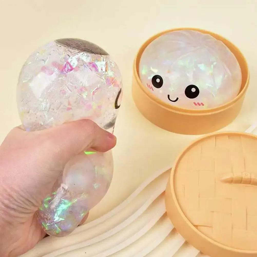 Glitter Steamed Bun Squishy Toy – Cute Squeeze Fidget for Stress Relief | Wahooly Glitter Steamed Bun Squishy Toy – Cute Soft Squeeze Fidget for Stress Relief, Desk Decor & Gifting