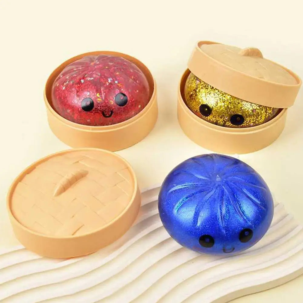 Glitter Steamed Bun Squishy Toy – Cute Squeeze Fidget for Stress Relief | Wahooly Glitter Steamed Bun Squishy Toy – Cute Soft Squeeze Fidget for Stress Relief, Desk Decor & Gifting
