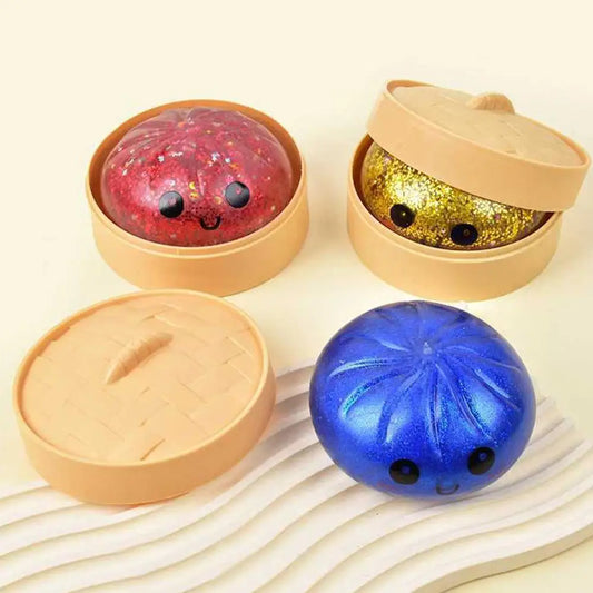 Glitter Steamed Bun Squishy Toy – Cute Squeeze Fidget for Stress Relief | Wahooly Glitter Steamed Bun Squishy Toy – Cute Soft Squeeze Fidget for Stress Relief, Desk Decor & Gifting