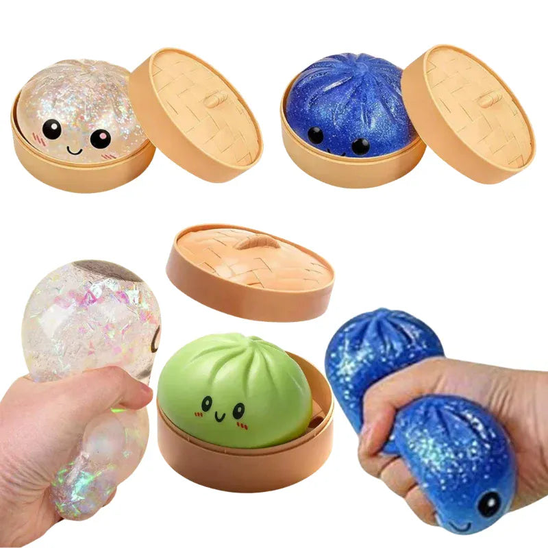 Glitter Steamed Bun Squishy Toy – Cute Squeeze Fidget for Stress Relief | Wahooly Glitter Steamed Bun Squishy Toy – Cute Soft Squeeze Fidget for Stress Relief, Desk Decor & Gifting
