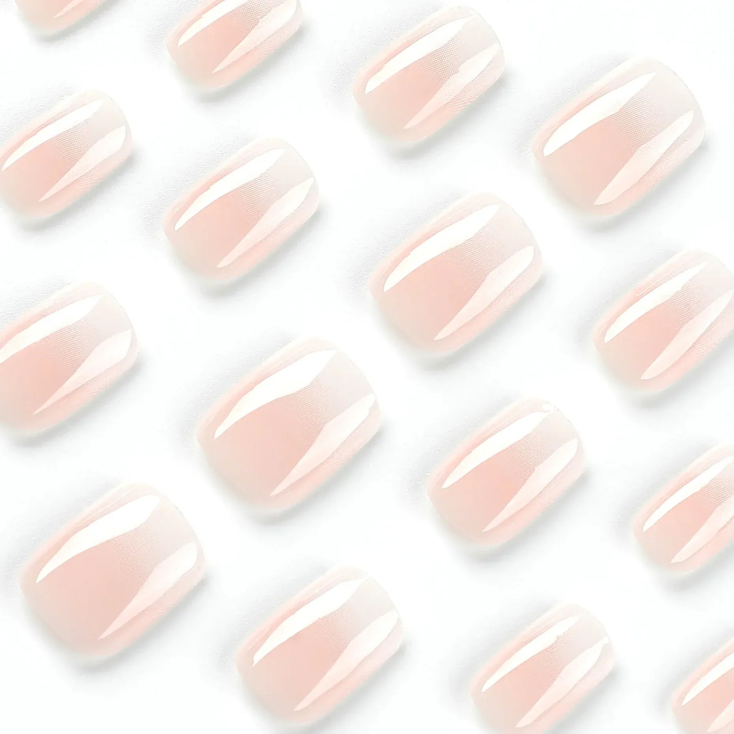 Glossy Gradient French Press-On Nails - Short Oval | Wahooly Glossy Press on Nails Set Short Oval Shiny Gradient French Nail Art Design Reusable Full Cover Fake Nails with Glue for Girls