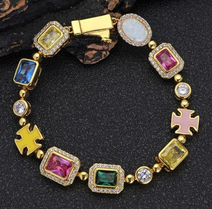 Gold-Plated Hip-Hop Gemstone Necklace Gold-Plated Hip-Hop Gemstone Necklace