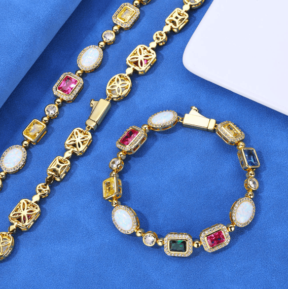 Gold-Plated Hip-Hop Gemstone Necklace Gold-Plated Hip-Hop Gemstone Necklace