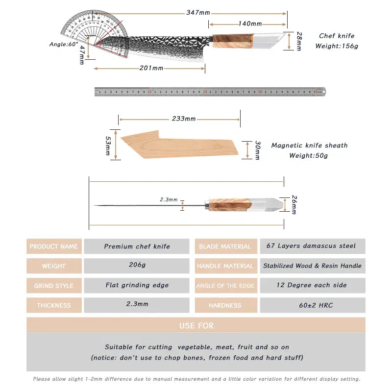 Grandsharp 8 Inch Chef Knife 67 Layers damascus Steel AUS-10 Kitchen Knife Vegetables Fruit Slicer kiritsuke Knives Cooking Tool Grandsharp 8 Inch Chef Knife 67 Layers damascus Steel AUS-10 Kitchen Knife Vegetables Fruit Slicer kiritsuke Knives Cooking Tool