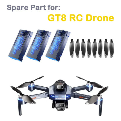 GT8 Drone Replacement Parts - Battery & Propellers (Drone NOT Included) GT8 Brushless RC Drone Original Spare Part GT8 Battery 3.7V 1300mAH / Propeller Blade Spare Part Accessory