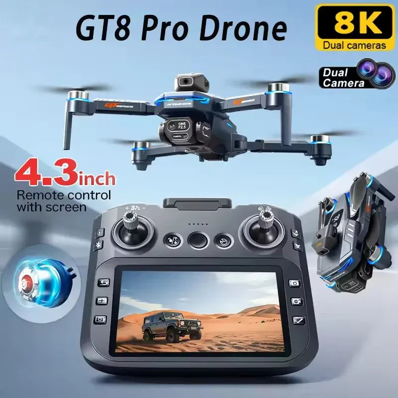 GT8 Brushless Drone 4K/6K/8K Camera - Obstacle Avoidance & Screen Controller GT8 Drone 6K /8K HD Camera Obstacle Avoidance Aerial Photography Brushless Drone with Screen Foldable RC Drone four-axis Drone