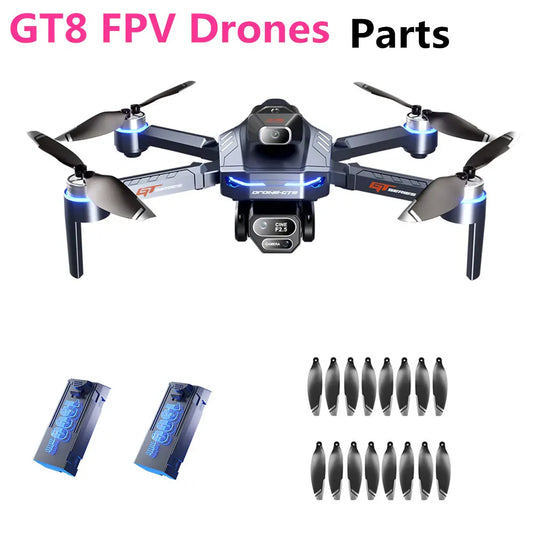 GT8 Drone Replacement Parts - Battery, Propellers & Arms (Drone NOT Included) GT8 Drone Original Accessories 3.7v 1300Mah / Propeller Maple Leaf / For GT8 Drone Parts GT8 Battery