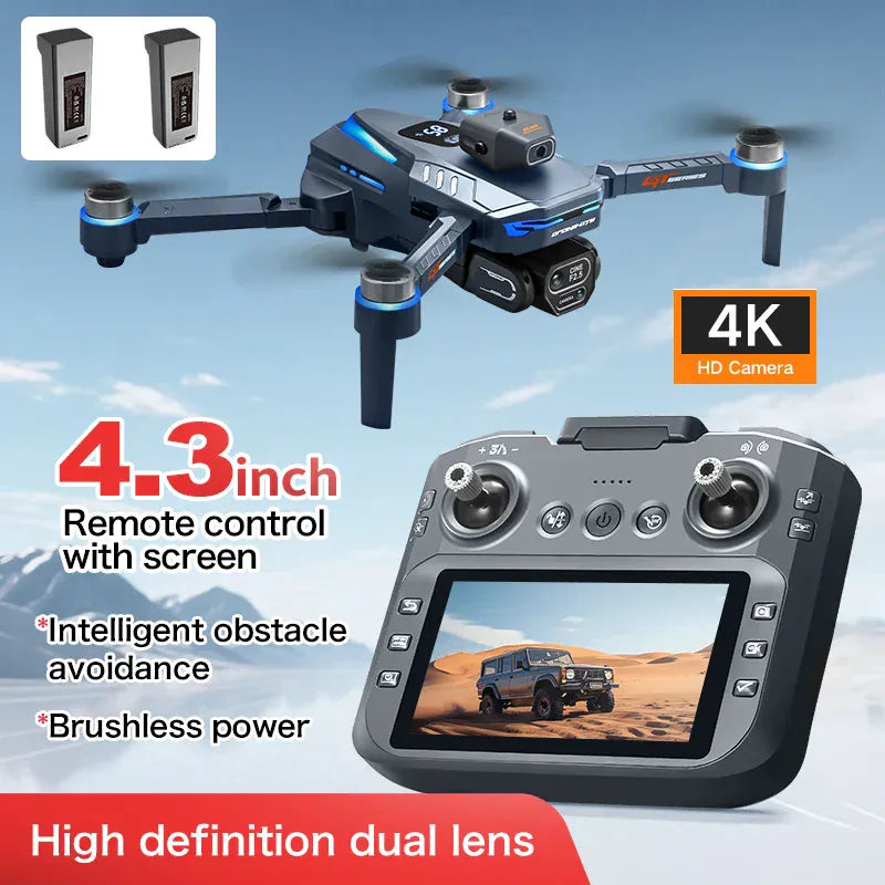 GT8 Drone 8K with Built-In Screen - Brushless Motor & LED Lights GT8 Drone with Screen 8K HD Camera WIFI Brushless Aerial photography quadcopter battery power display colourful lights RC dron