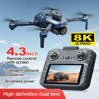 GT8 Drone 8K with Built-In Screen - Brushless Motor & LED Lights GT8 Drone with Screen 8K HD Camera WIFI Brushless Aerial photography quadcopter battery power display colourful lights RC dron