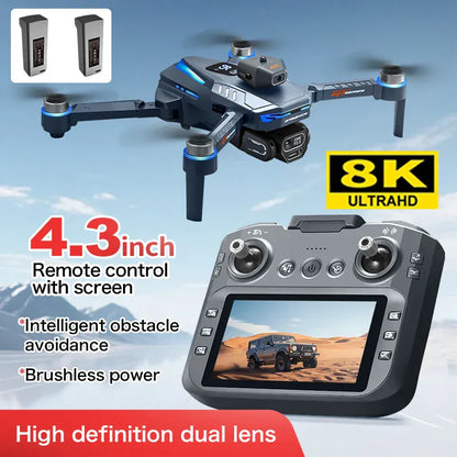 GT8 Drone 8K with Built-In Screen - Brushless Motor & LED Lights GT8 Drone with Screen 8K HD Camera WIFI Brushless Aerial photography quadcopter battery power display colourful lights RC dron