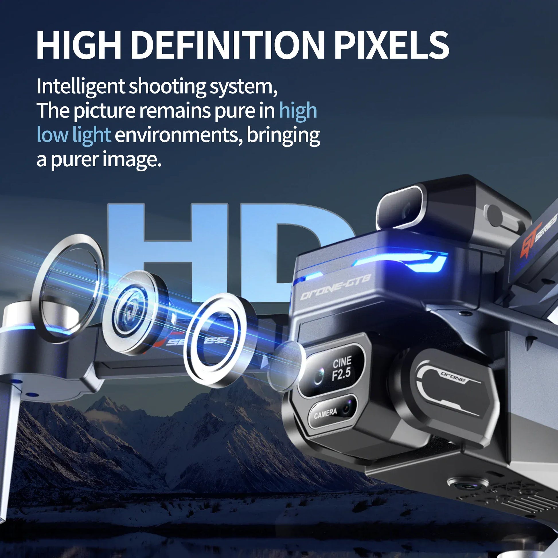 GT8 Drone 8K with Built-In Screen - Brushless Motor & LED Lights GT8 Drone with Screen 8K HD Camera WIFI Brushless Aerial photography quadcopter battery power display colourful lights RC dron