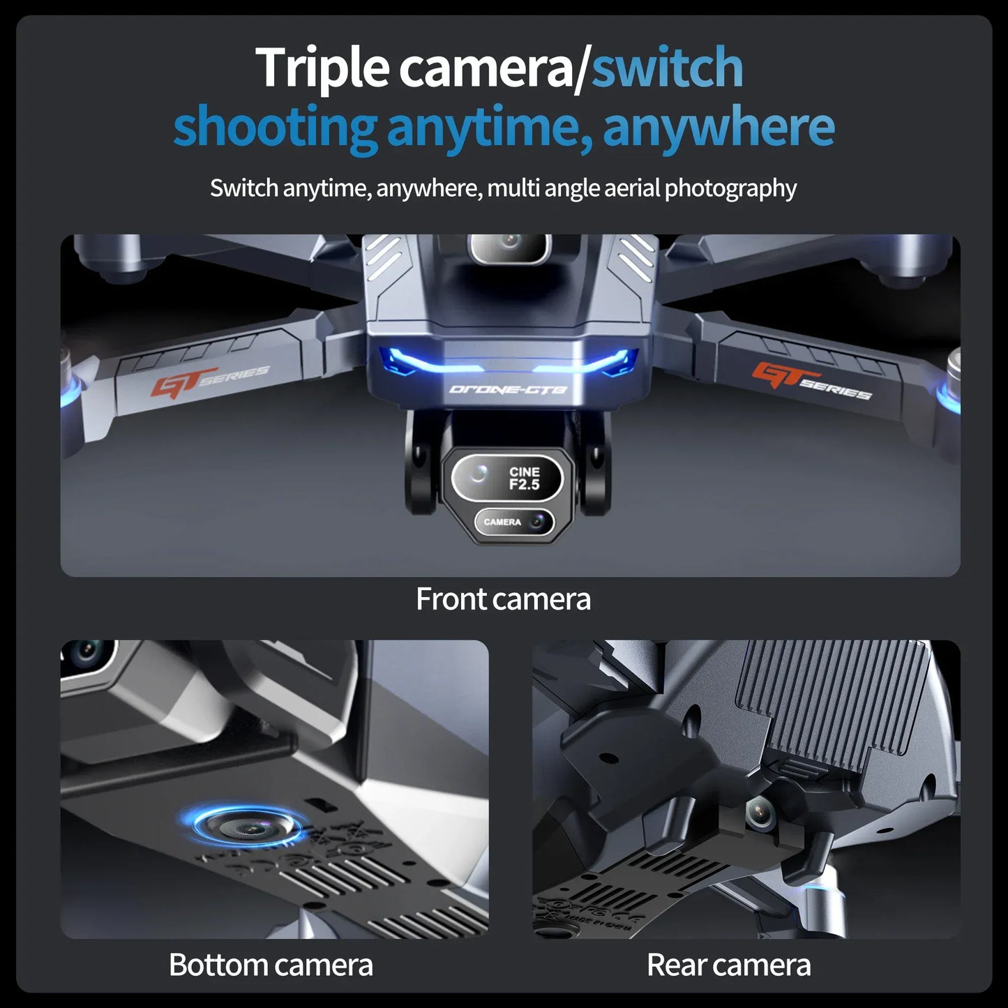 GT8 Drone 8K with Built-In Screen - Brushless Motor & LED Lights GT8 Drone with Screen 8K HD Camera WIFI Brushless Aerial photography quadcopter battery power display colourful lights RC dron